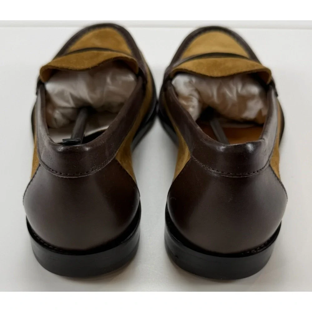 Polo Ralph Lauren Mens 9.5 B Suede Leather Penny Loafers Brown Made Spain